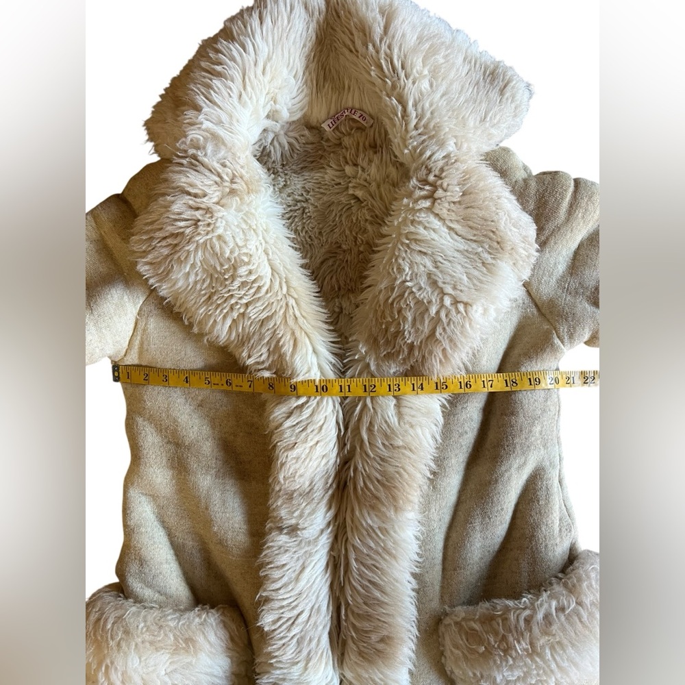 VTG Rare STAN HERMAN Lifestyle 70s Shearling Striped Pennylane Heavy Long Jacket - Picture 11 of 15